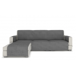 Sofa cover Longue for corner sofa, gray velour