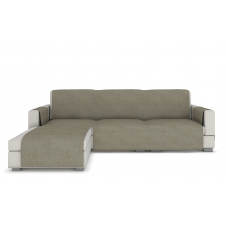Sofa cover Longue for corner sofa, beige velour