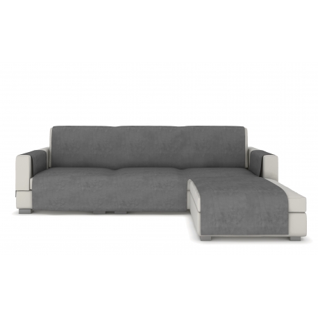 Sofa cover Longue for corner sofa, gray velour