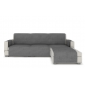 Sofa cover Longue for corner sofa, gray velour