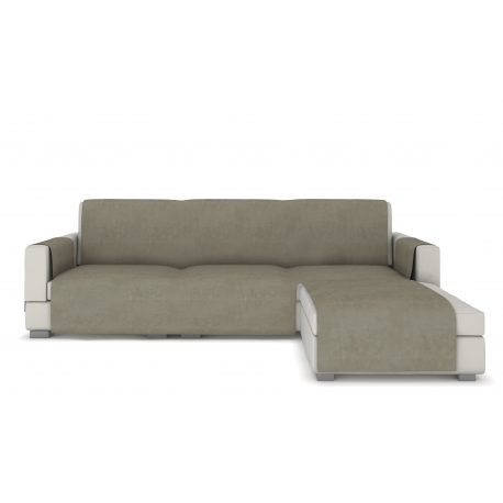 Sofa cover Longue for corner sofa, beige velour