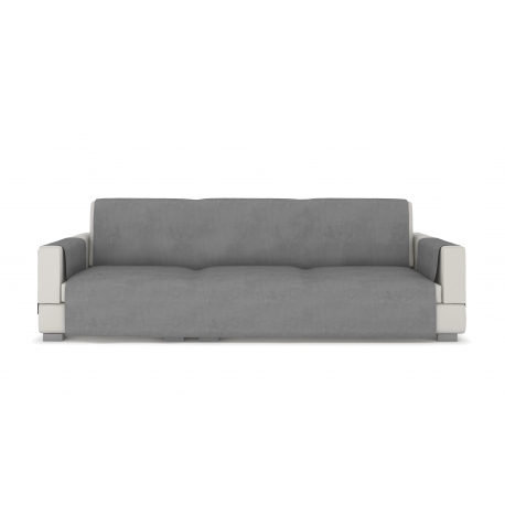 Sofa cover for three-seater sofa, gray velour