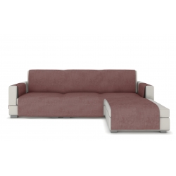 Sofos užtiesalas Longue kampinei sofai, rožinės-avietinės spalvos veliūras