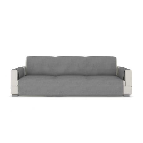 Sofa cover for four-seater sofa, gray velour